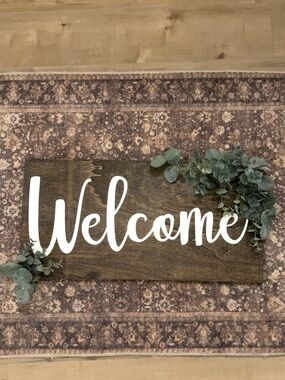 HANDMADE WOODEN WELCOME SIGN